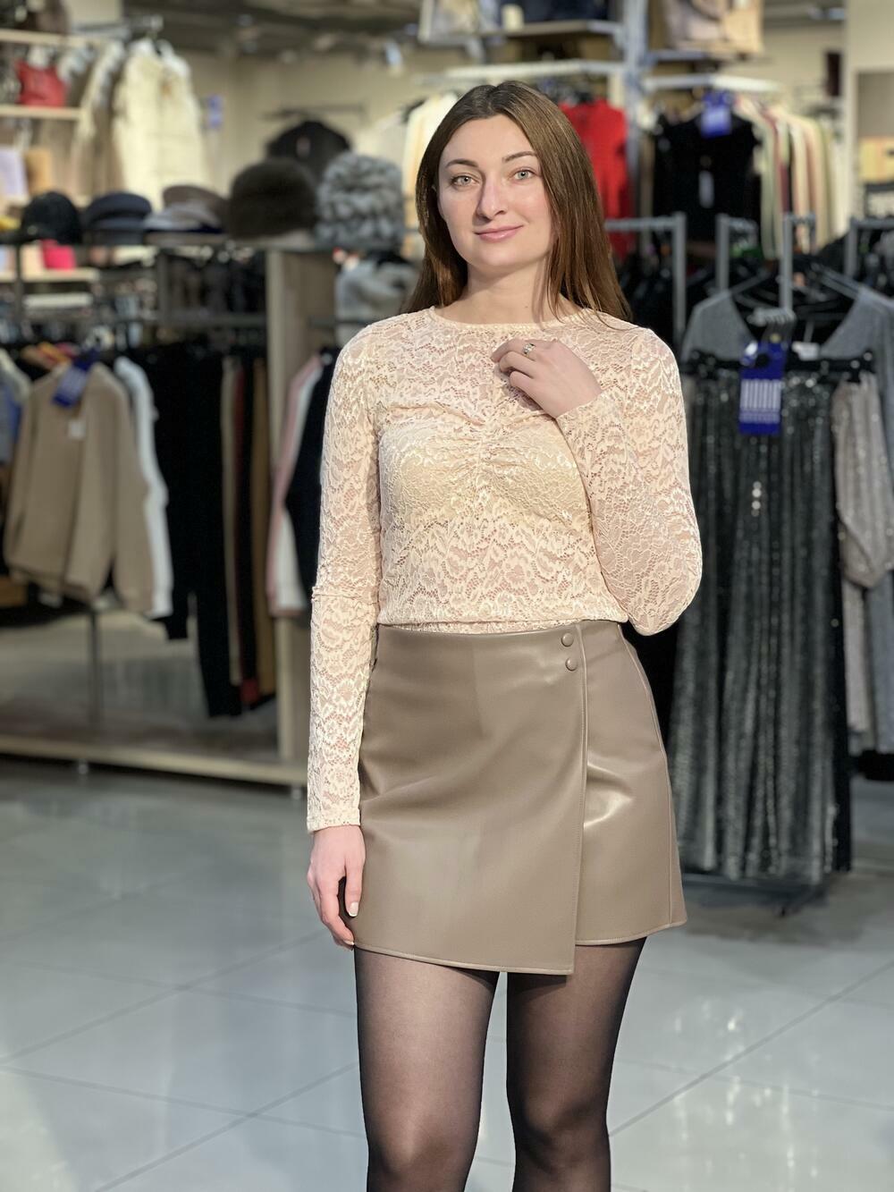 Шорти-спідниця LM 9031 короткі екошкіра на замші капучино, 36-42
