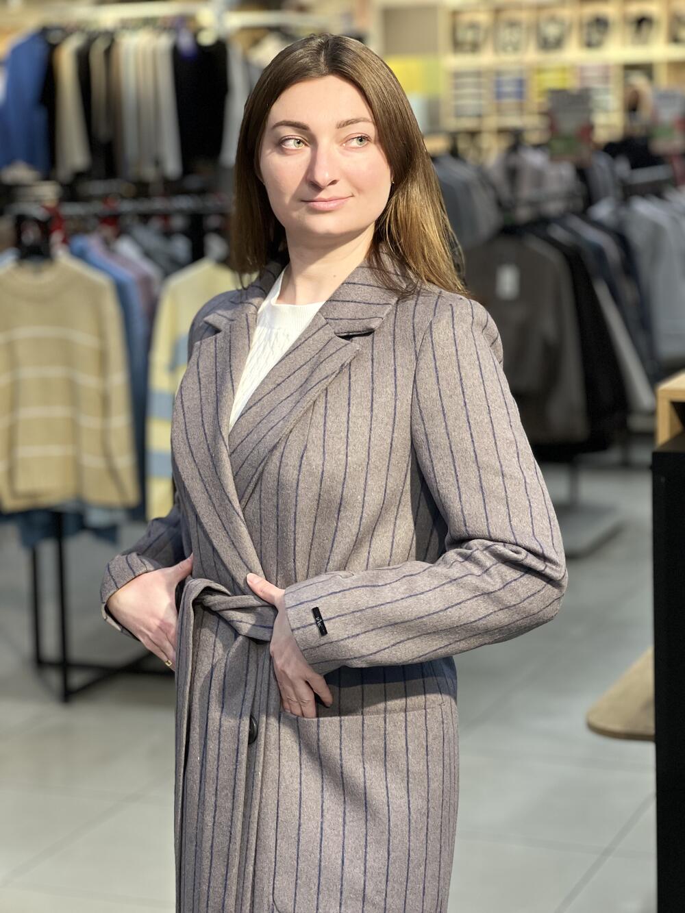 Пальто QE 641 смужка вовна капучино, 42-48