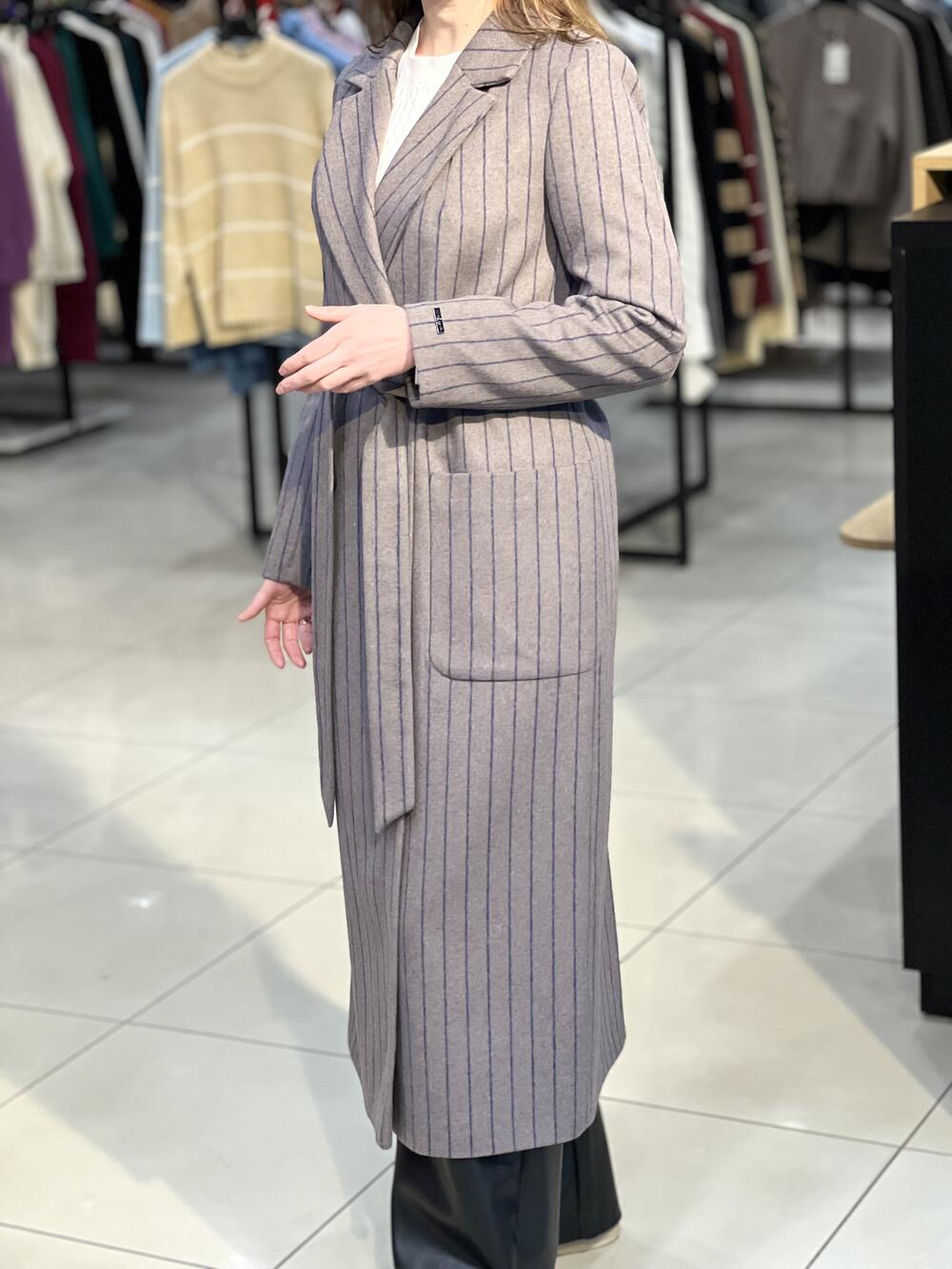 Пальто QE 641 смужка вовна капучино, 44-50