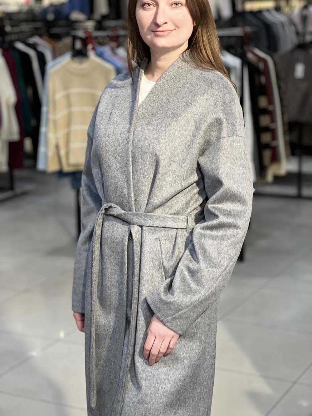 Пальто LP 779 довге вовна сірий, 44-50