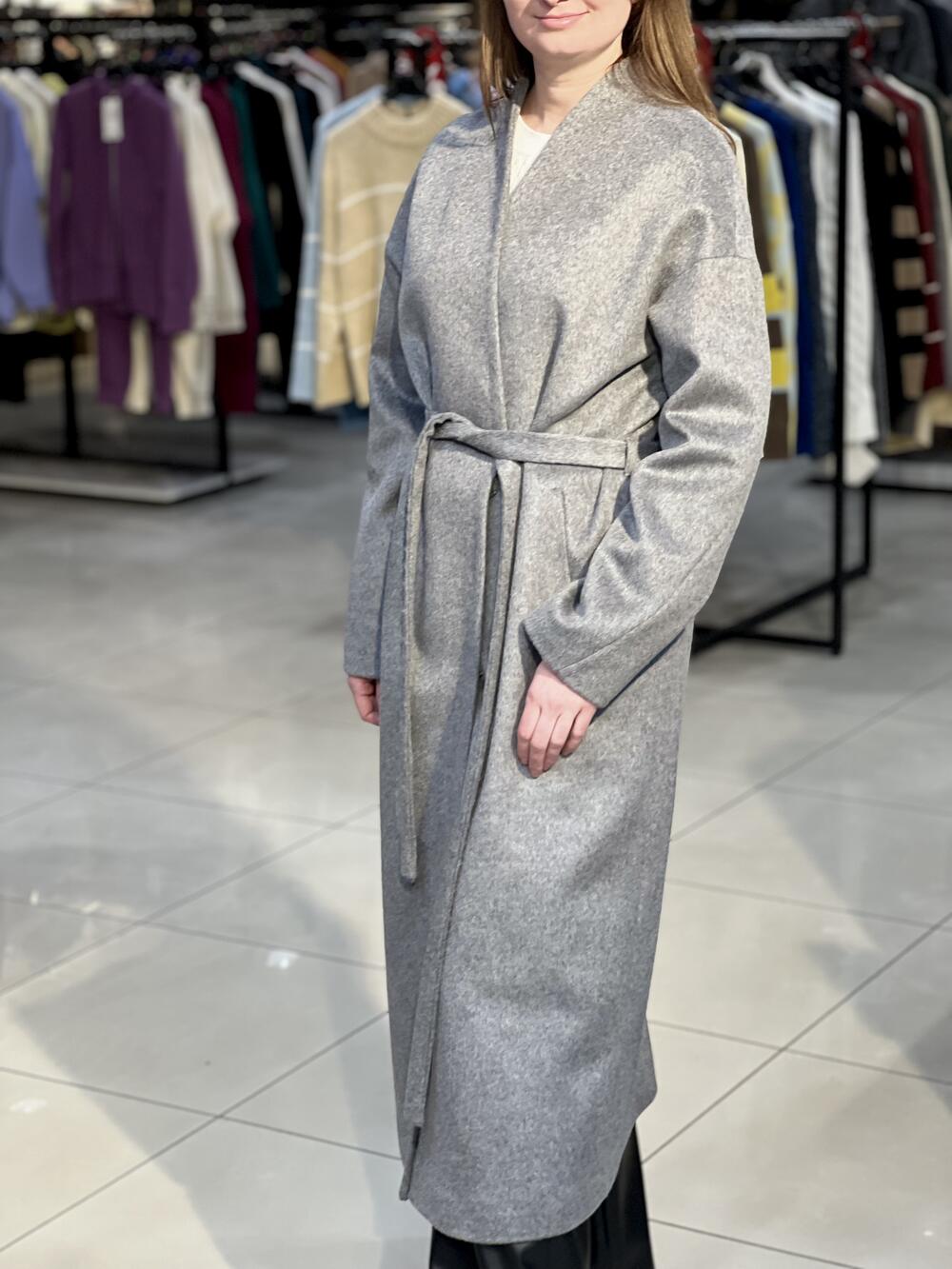Пальто LP 779 довге вовна сірий, 44-50