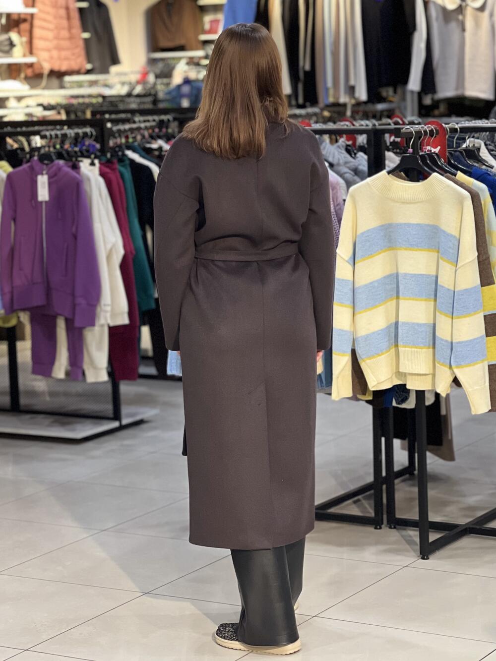 Пальто LP 779 довге вовна шоколад, 38-44