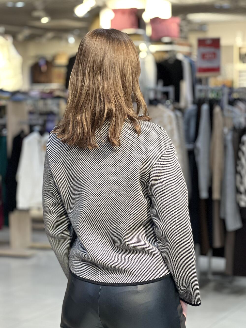 Кардиган LP 2901 на блискавці чорний/льон, 46-48