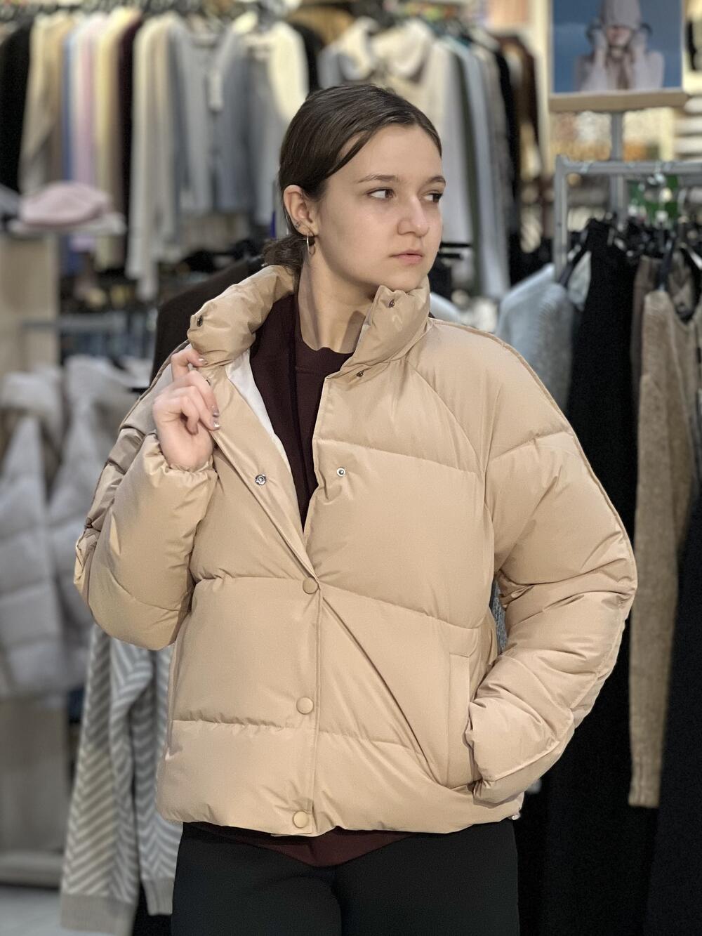 Куртка LO 0800032512 стьобана коротка демі бежевий, M