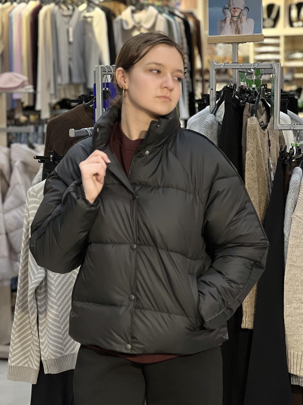 Куртка LO 0800032512 стьобана коротка демі чорний, XS