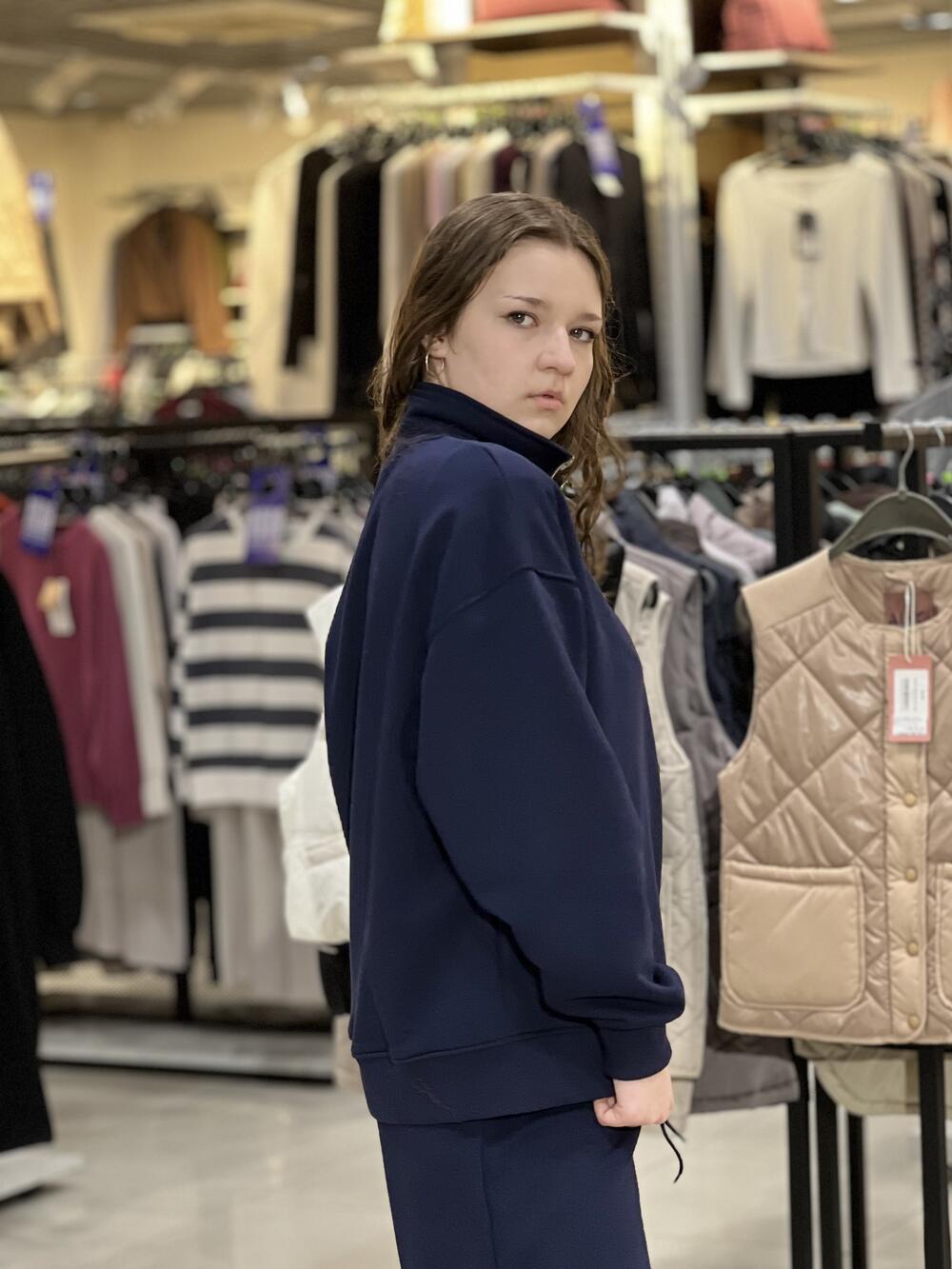 Світшот LR LC066S халф-зіп коротка блискавка т.синій, M