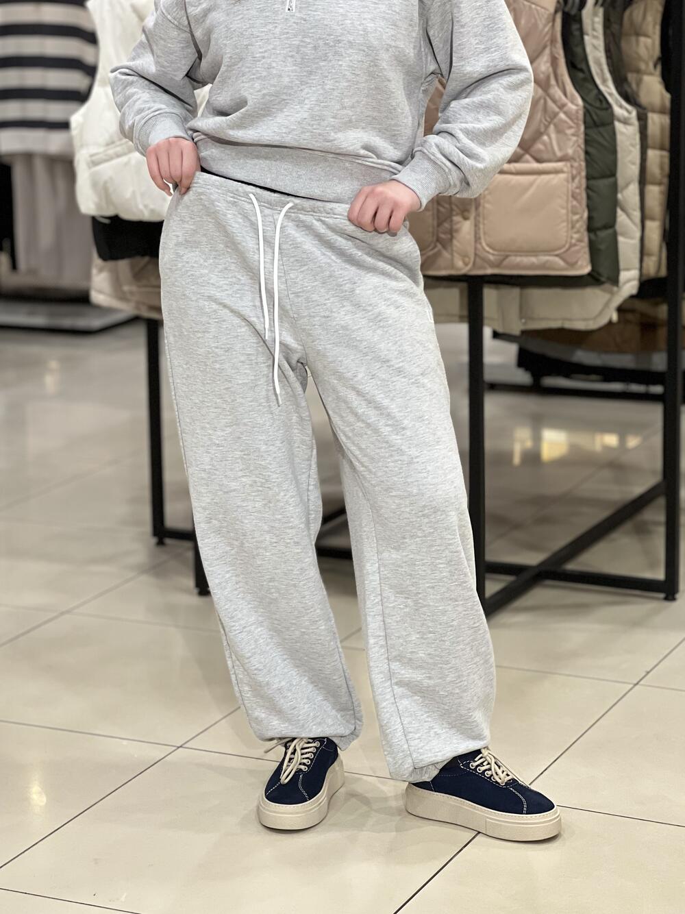 Брюки LR LC068j спортивні джогери сірий меланж, S