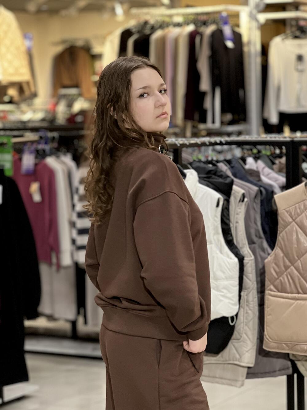 Світшот LR LC066S халф-зіп коротка блискавка шоколад, L