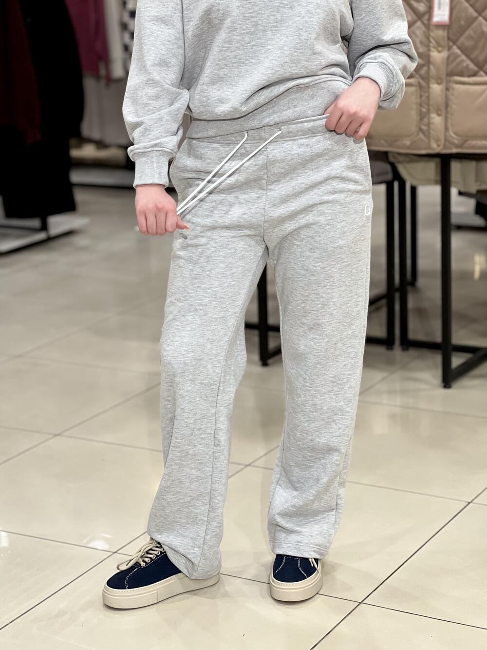 Брюки LR LC069b спортивні прямі сірий меланж, XS