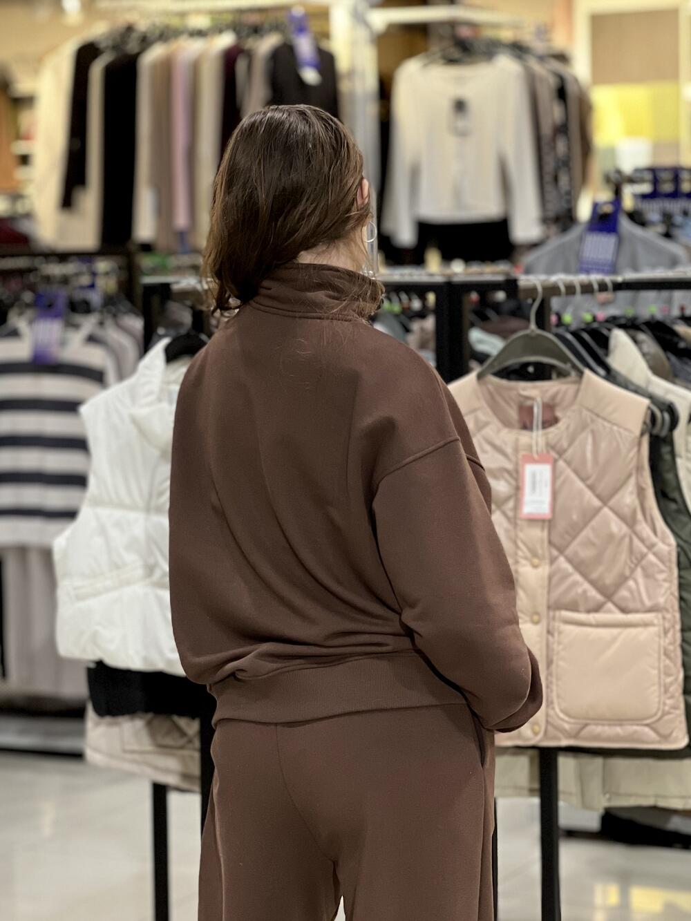 Світшот LR LC066S халф-зіп коротка блискавка шоколад, M