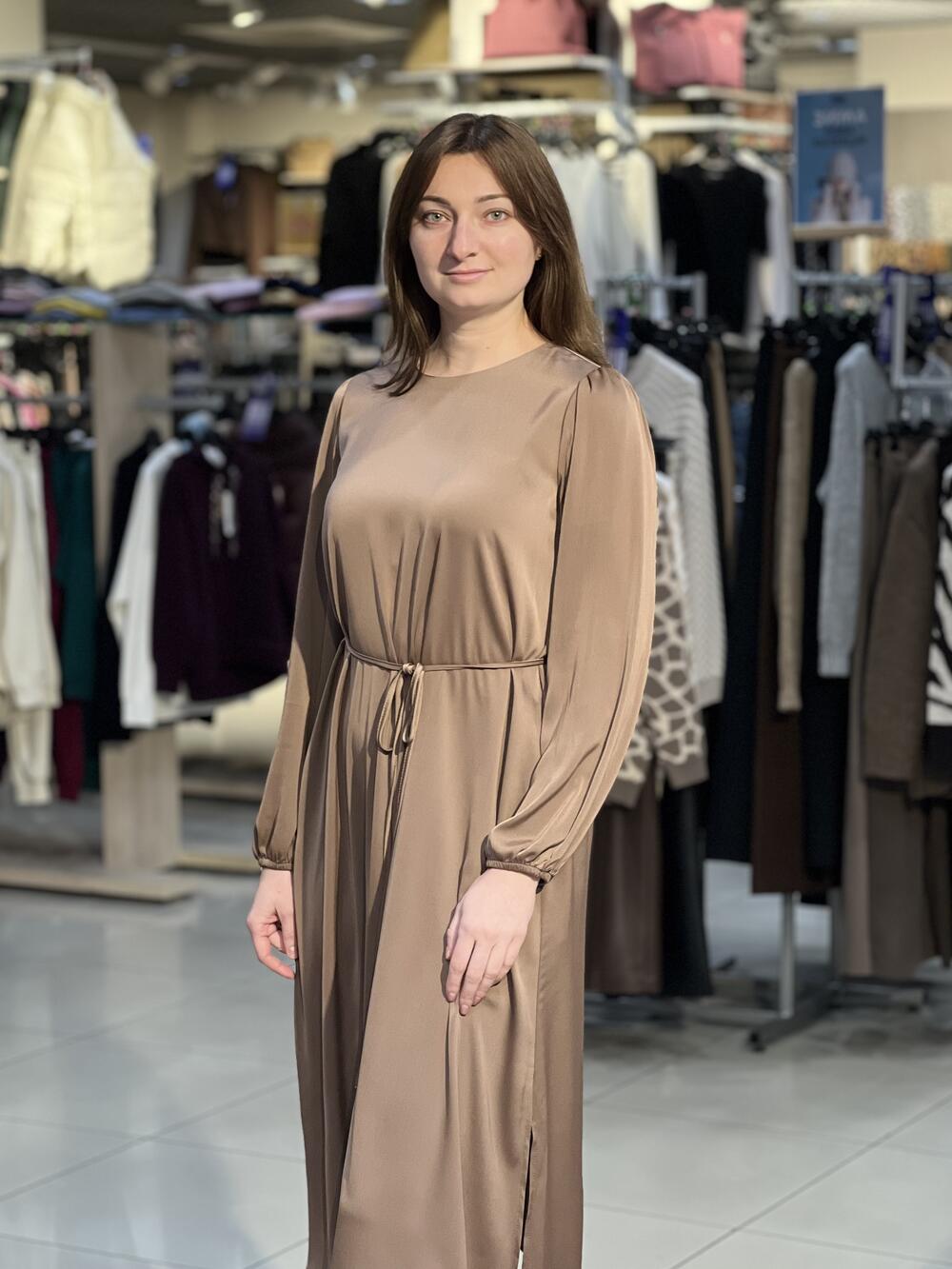 Сукня LP 7212 д/р шовк -жатка молочний шоколад, 40-46