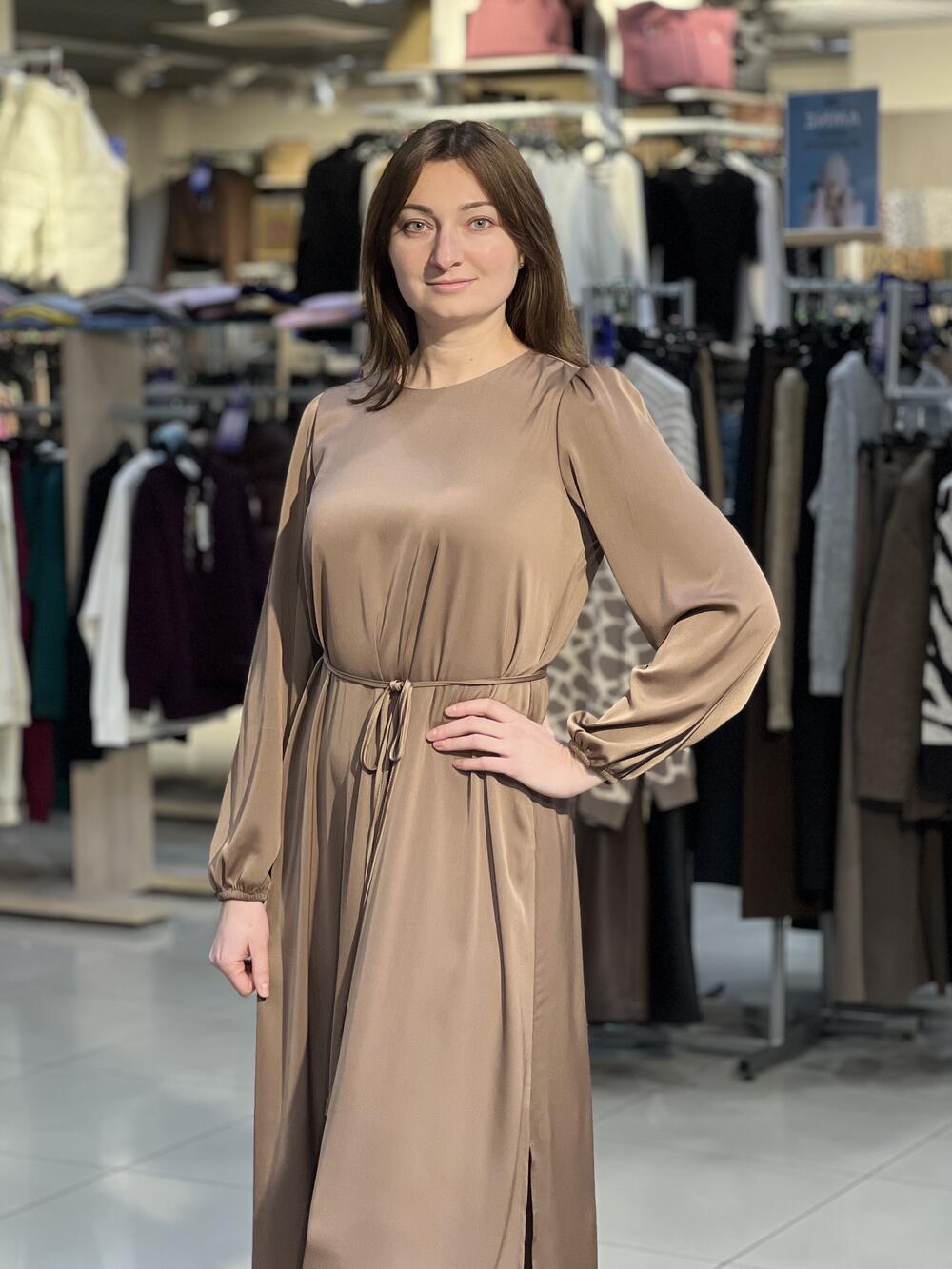 Сукня LP 7212 д/р шовк -жатка молочний шоколад, 42-48