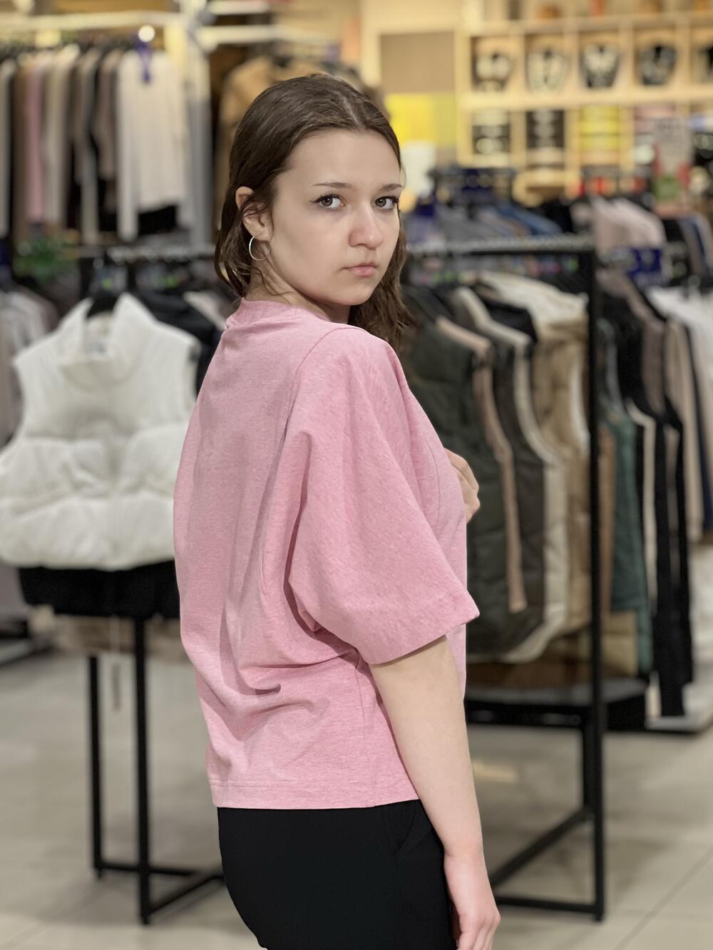 Футболка LR 2012-91 широкий рукав рожевий меланж, XS