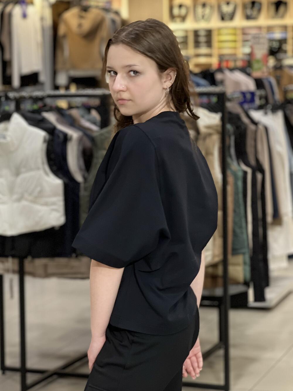 Футболка LR 2012-91 широкий рукав чорний, XS