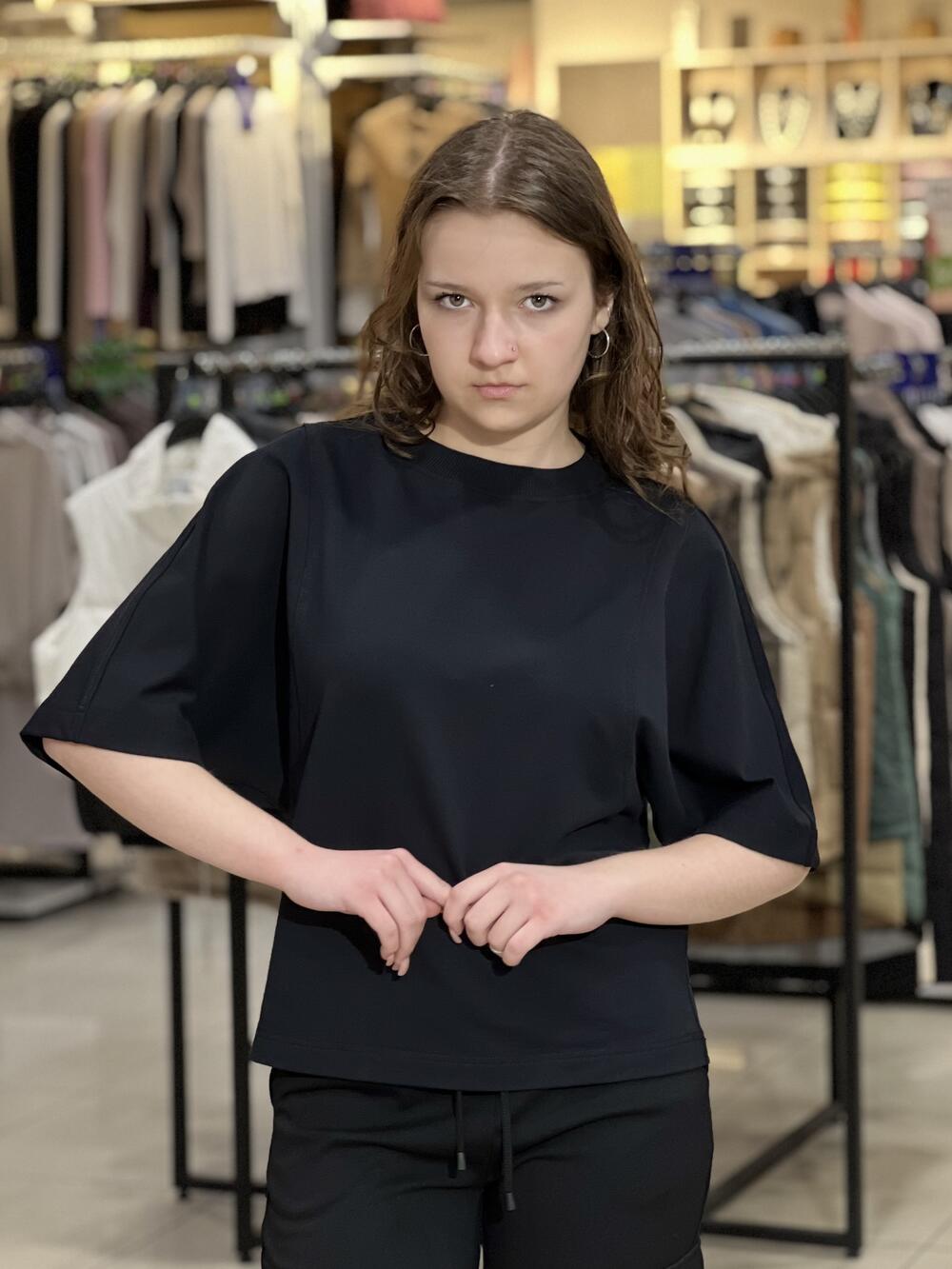 Футболка LR 2012-91 широкий рукав чорний, XS