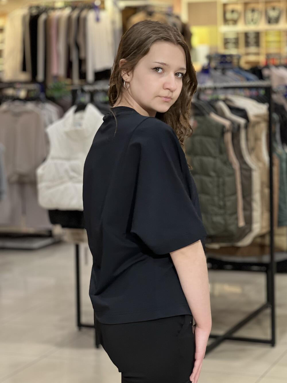 Футболка LR 2012-91 широкий рукав чорний, M