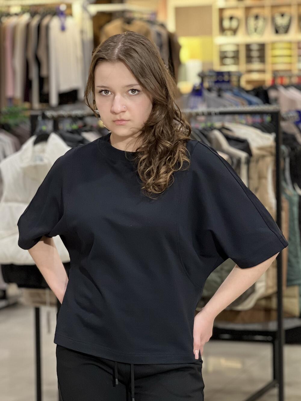 Футболка LR 2012-91 широкий рукав чорний, M