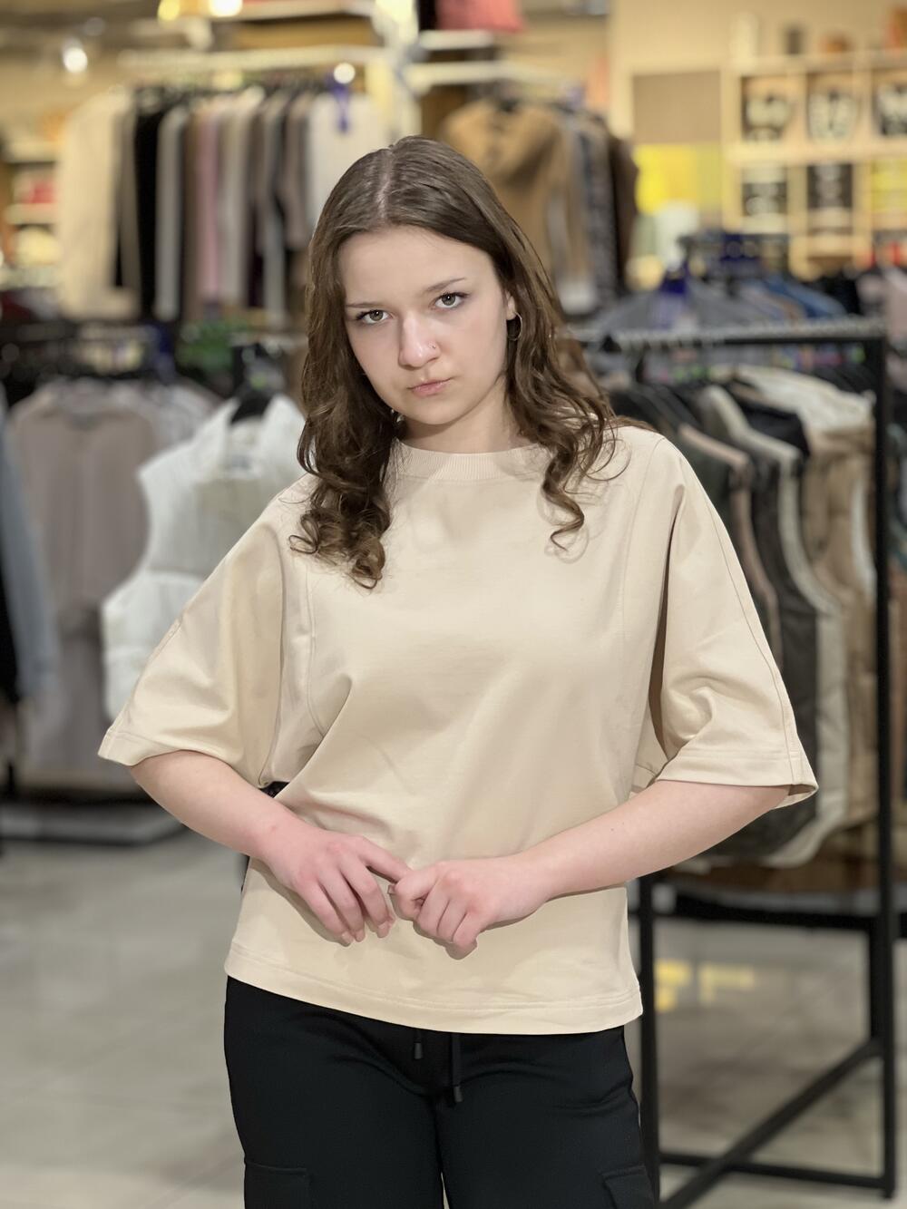 Футболка LR 2012-91 широкий рукав бежевий, M