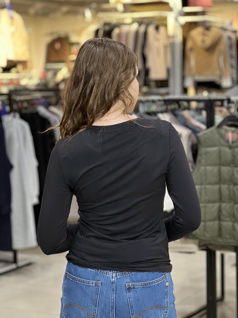 Лонгслів LR LC075l декоративний защип віскоза чорний, M