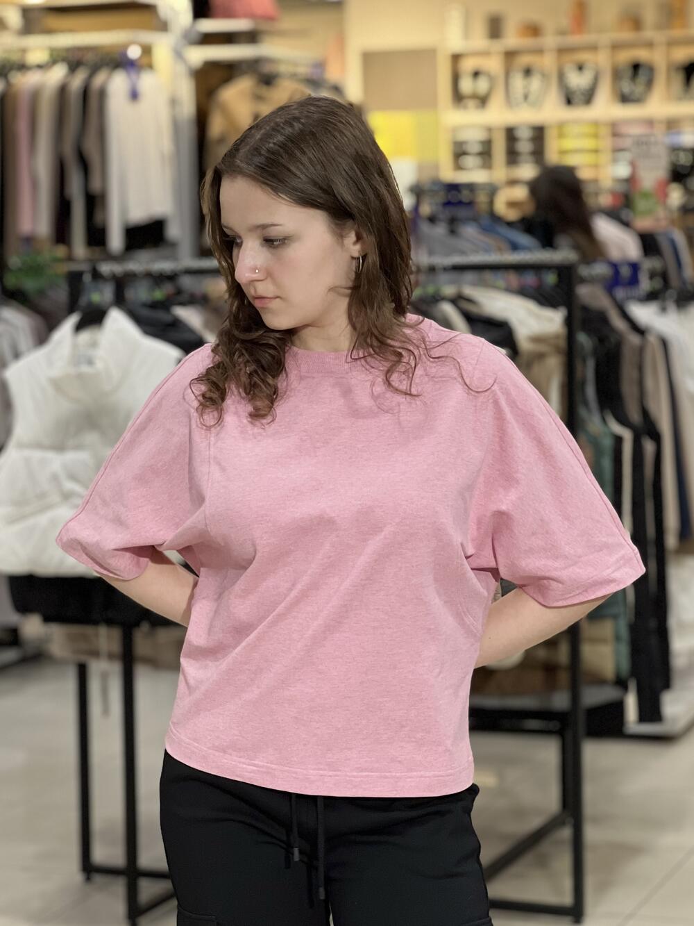 Футболка LR 2012-91 широкий рукав рожевий меланж, S