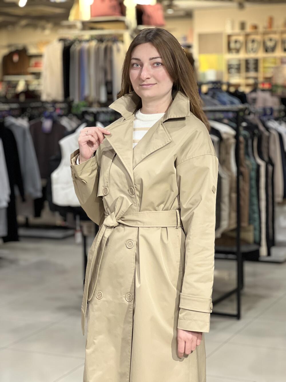 Тренч LK L22281 J-SING довгий двобортний бежевий, L