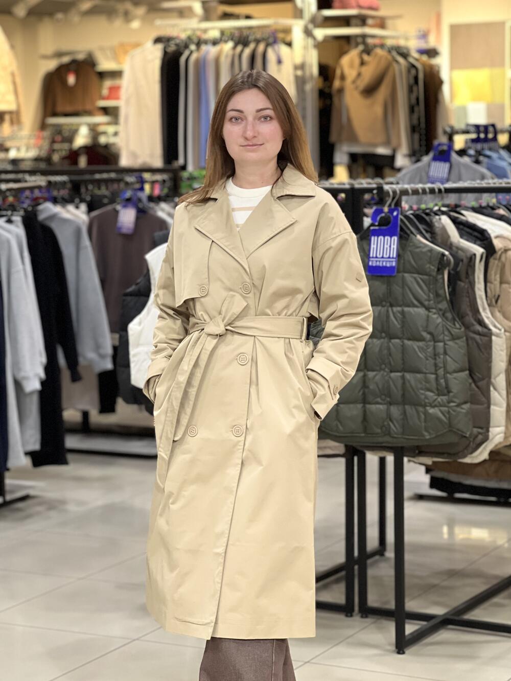 Тренч LK L22281 J-SING довгий двобортний бежевий, L