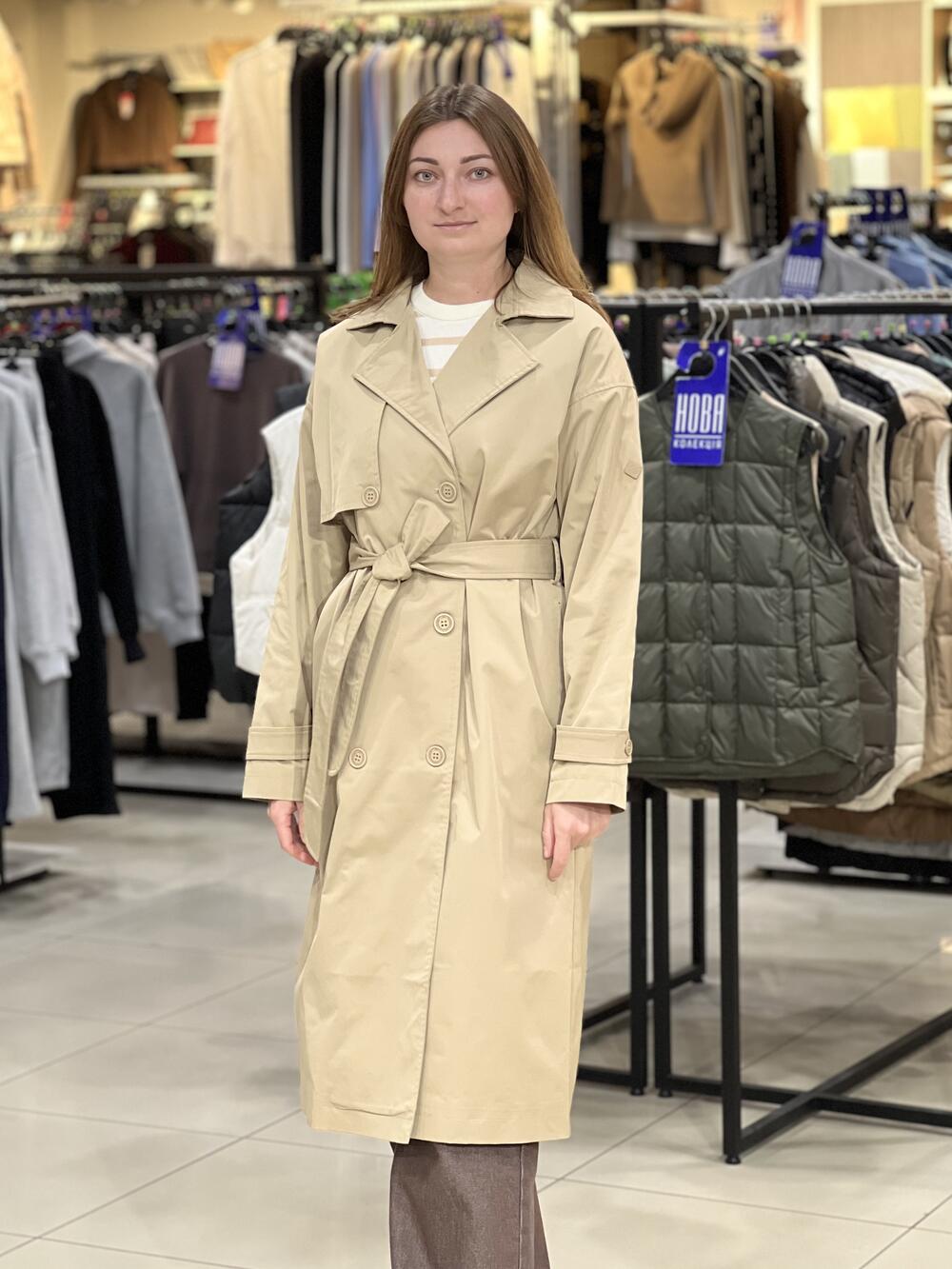 Тренч LK L22281 J-SING довгий двобортний бежевий, L