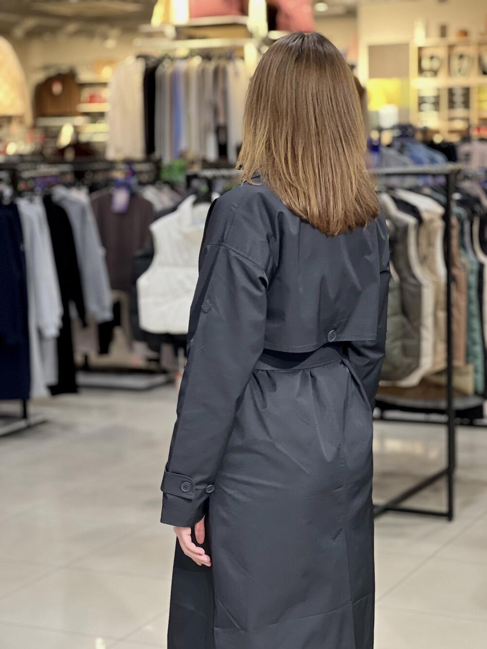 Тренч LK L22281 J-SING довгий двобортний чорний, S