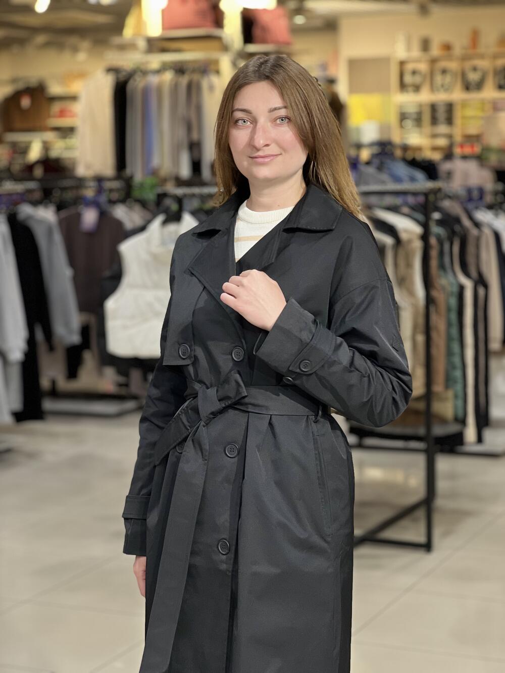 Тренч LK L22281 J-SING довгий двобортний чорний, S