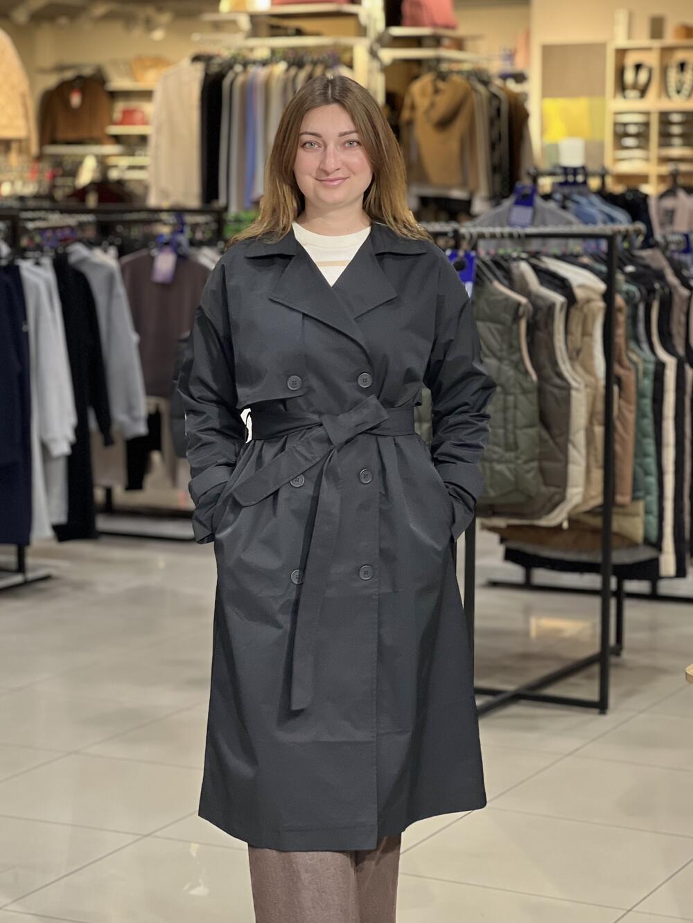 Тренч LK L22281 J-SING довгий двобортний чорний, L