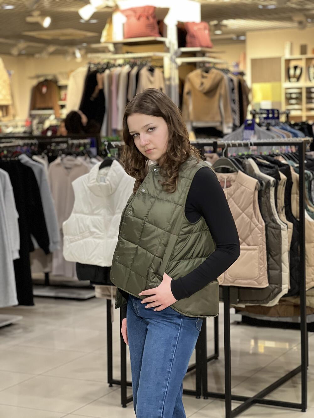 Жилет LP 05000 стьобаний короткий т.зелений, XS