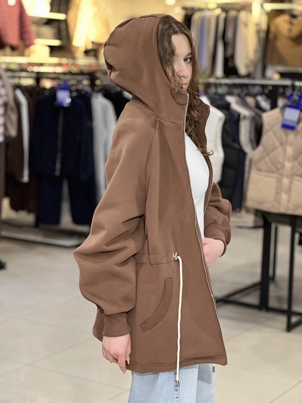 Зіп худі LP LC059-p подовжений на затяжці шоколад, S