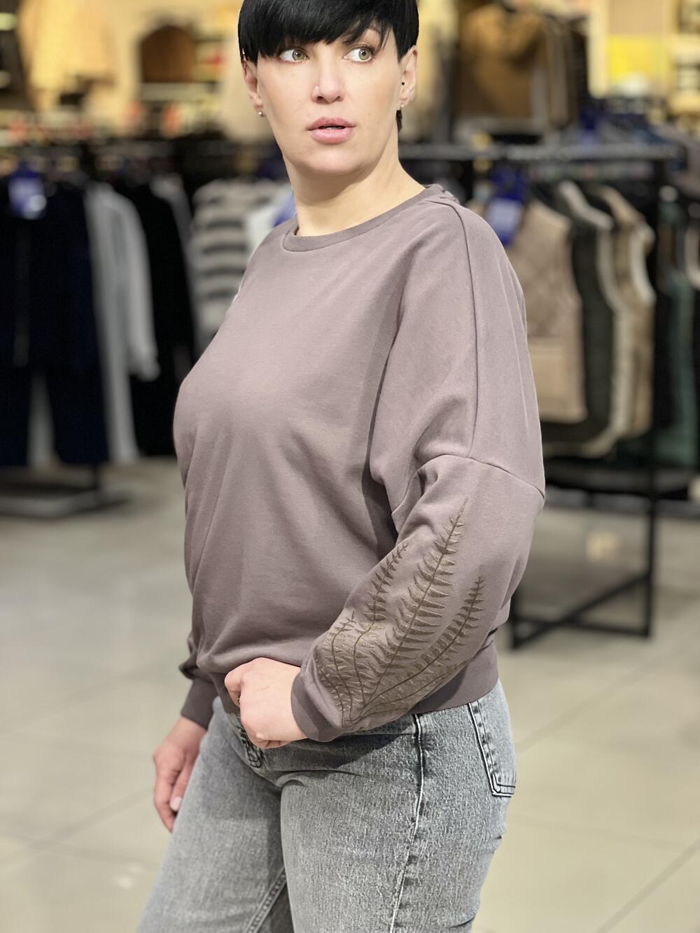 Світшот LR L01248 B-SEPIA д/р з вишивкою 