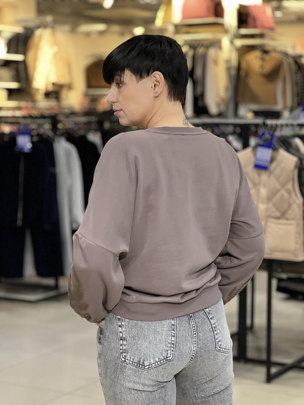 Світшот LR L01248 B-SEPIA д/р з вишивкою таупе, S