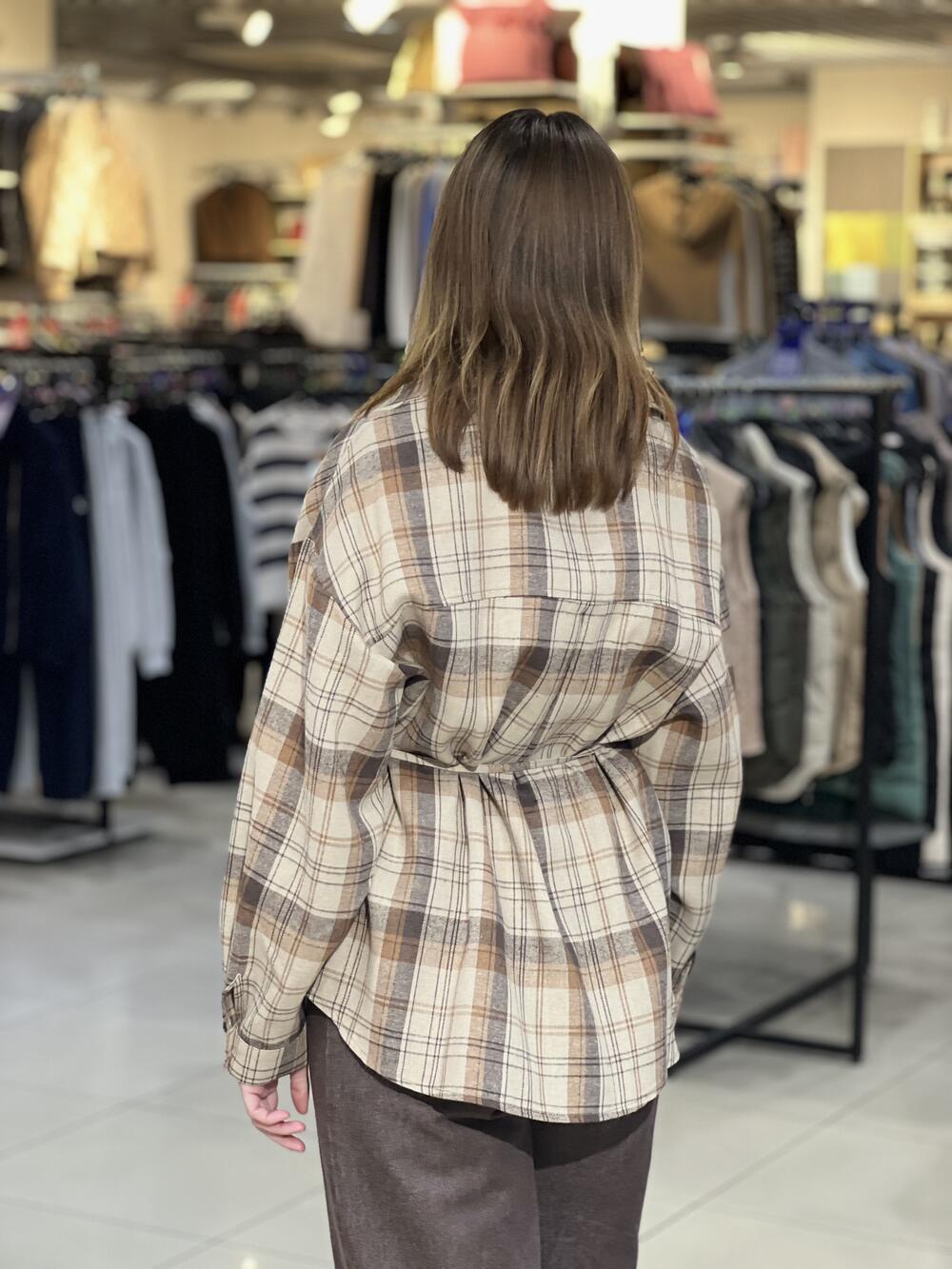 Сорочка LR 528 фланель д/р з паском како/коричневий/шоколад, XS-S