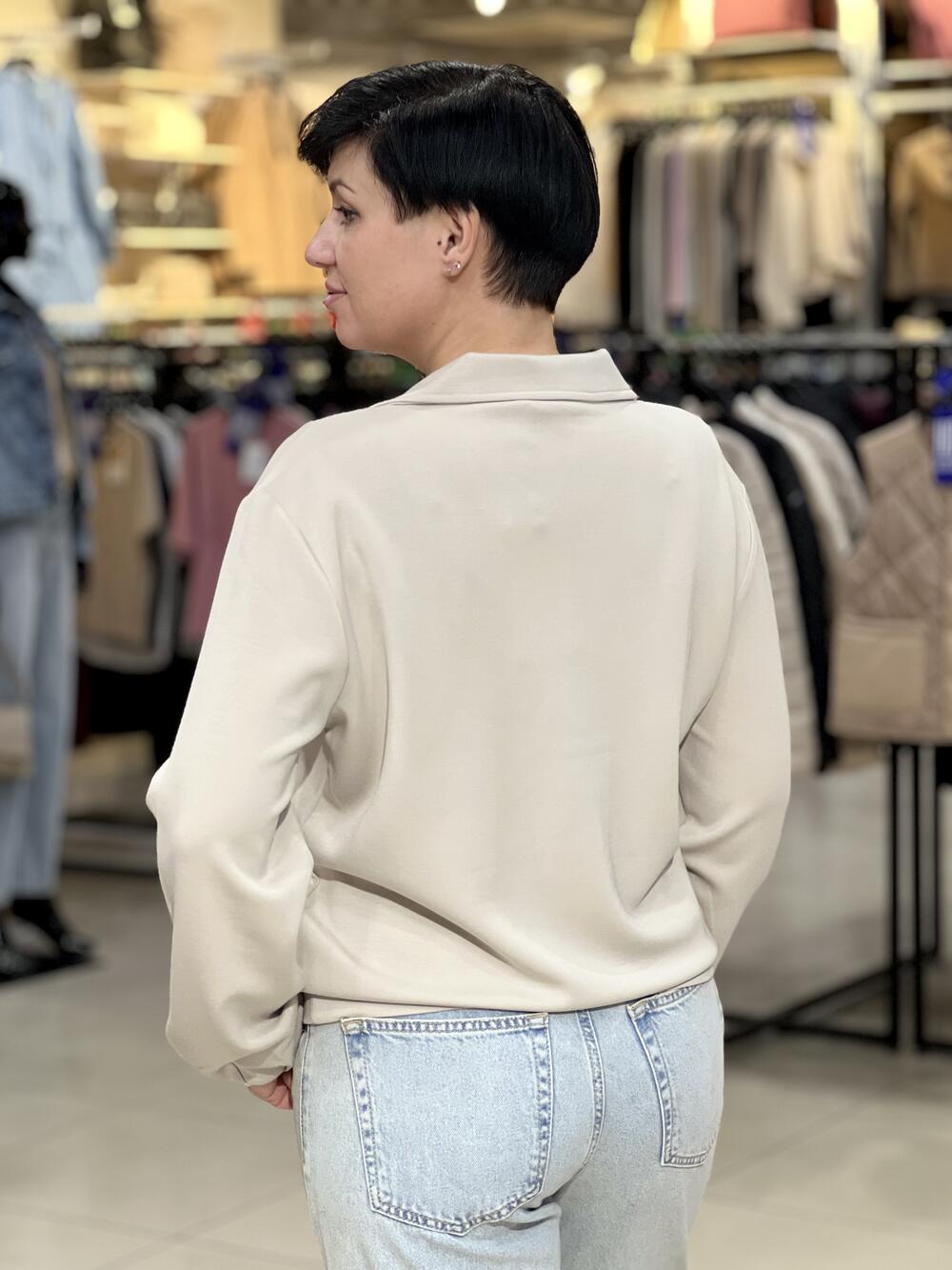 Джемпер LR L01244 B-NALIA д/р поло оверлок св.бежевий, L