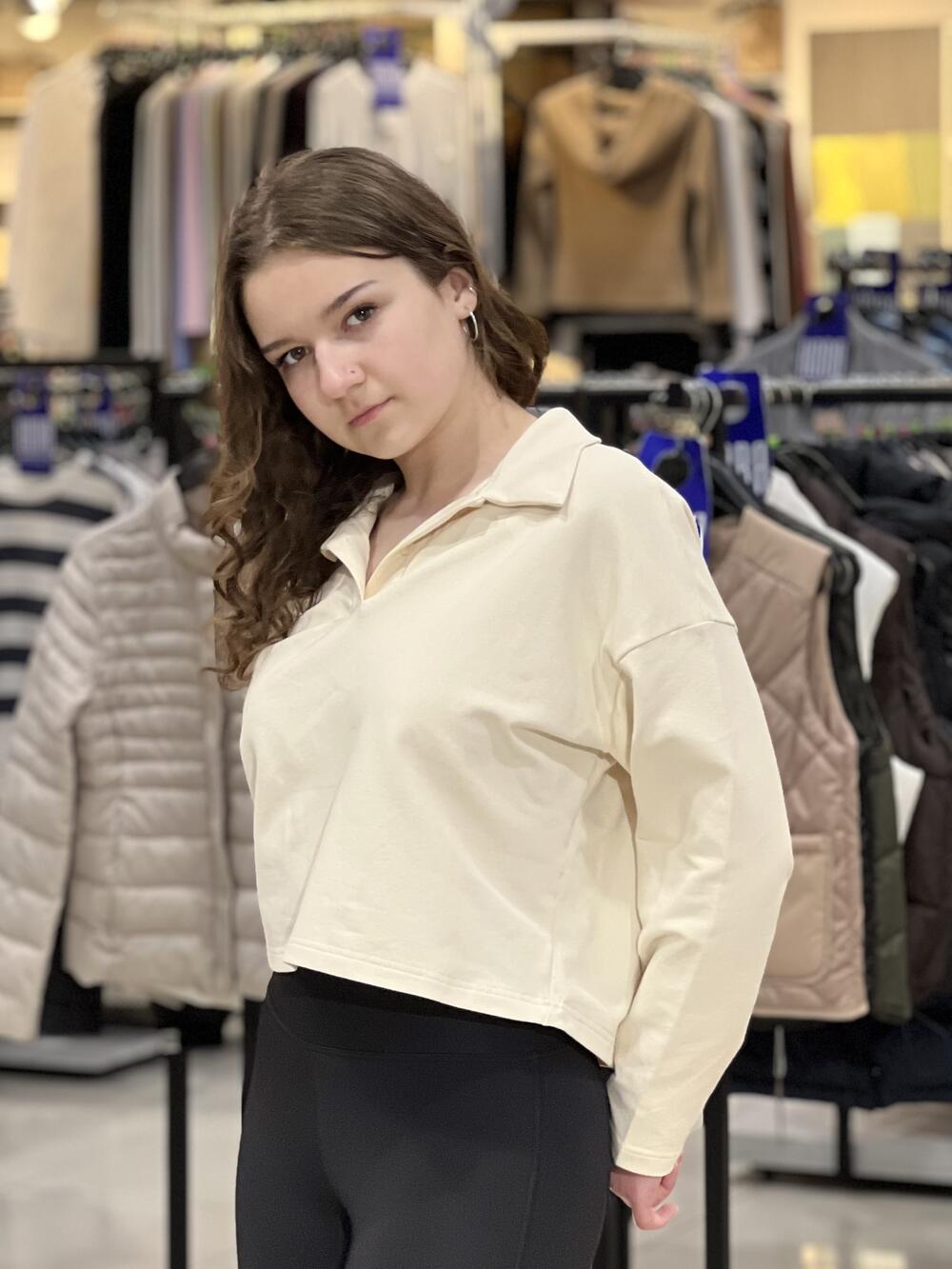 Джемпер LR LC035p поло трикотаж двунитка молочний, S