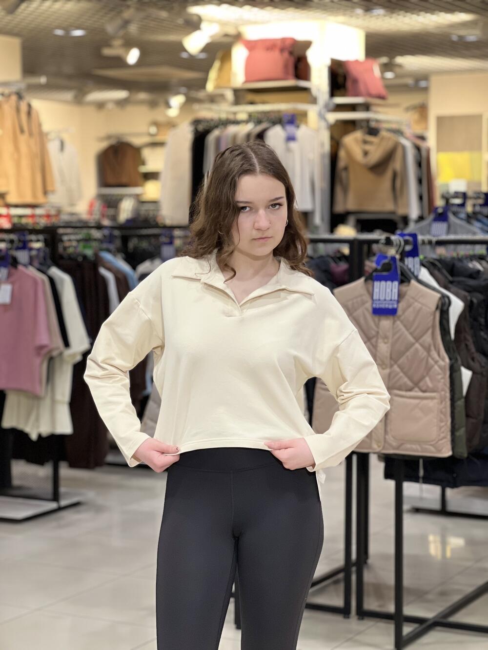 Джемпер LR LC035p поло трикотаж двунитка молочний, S