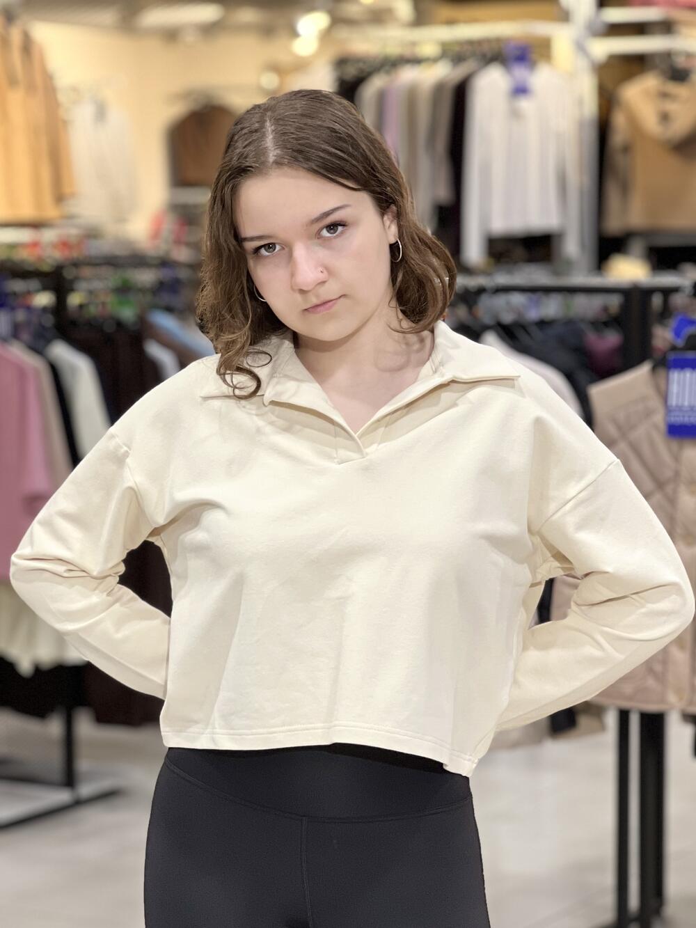 Джемпер LR LC035p поло трикотаж двунитка молочний, L