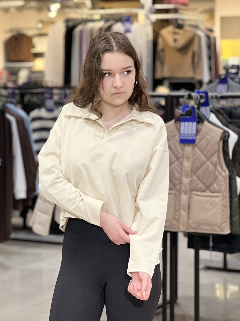 Джемпер LR LC035p поло трикотаж двунитка молочний, M