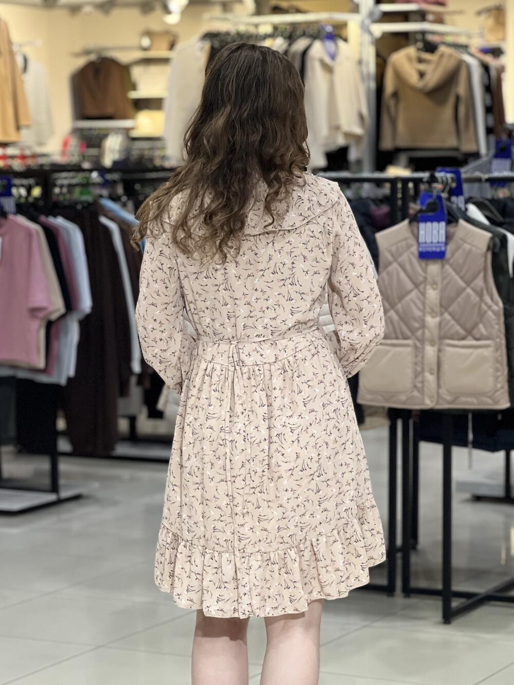 Сукня LR 1051 д/р коротка шифон рюші молочний, 40-46