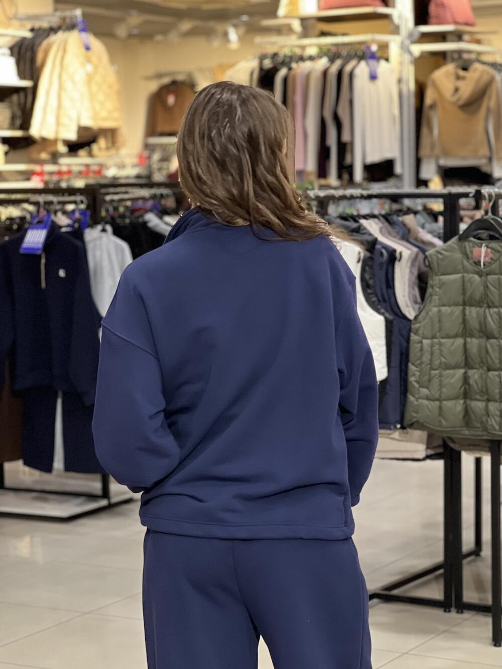 Світшот-зіп LR LC065s прямого крою на блискавці т.синій, S