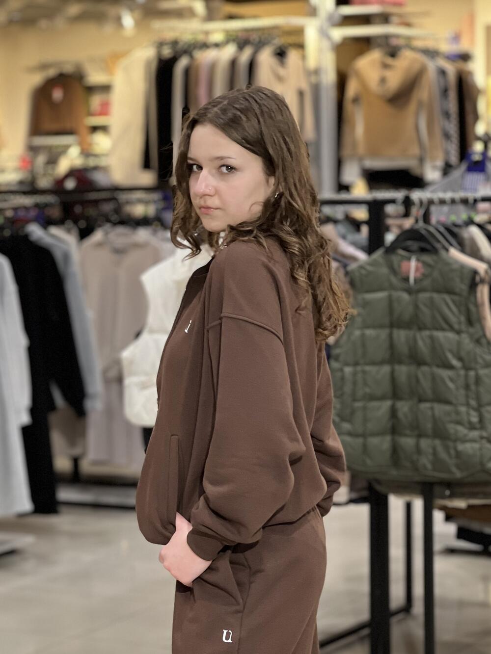 Світшот-зіп LR LC065s прямого крою на блискавці шоколад, S