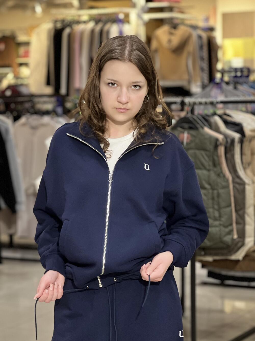 Світшот-зіп LR LC065s прямого крою на блискавці т.синій, S