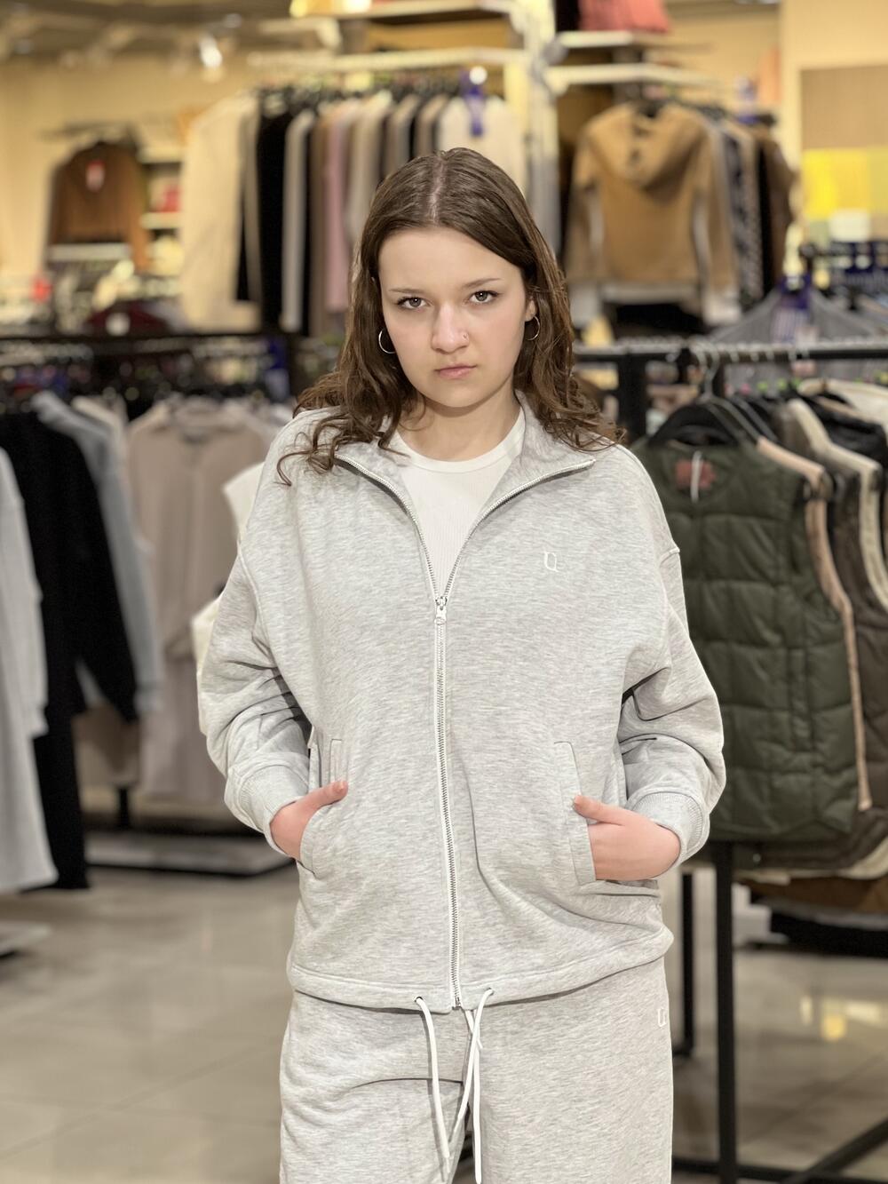 Світшот-зіп LR LC065s прямого крою на блискавці сірий меланж, M