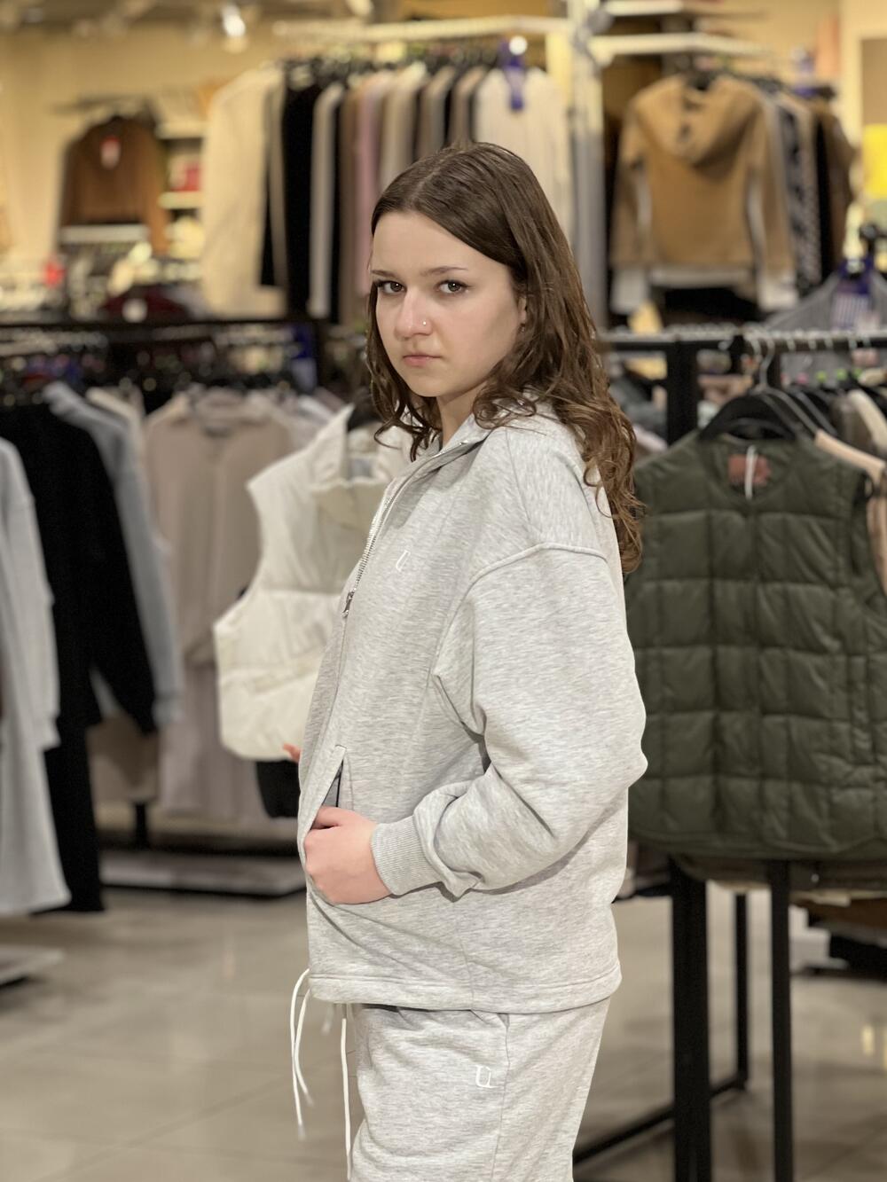 Світшот-зіп LR LC065s прямого крою на блискавці сірий меланж, XS