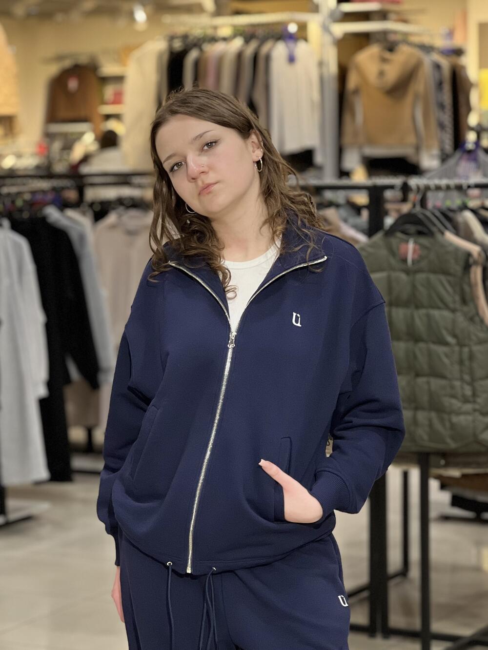 Світшот-зіп LR LC065s прямого крою на блискавці т.синій, M