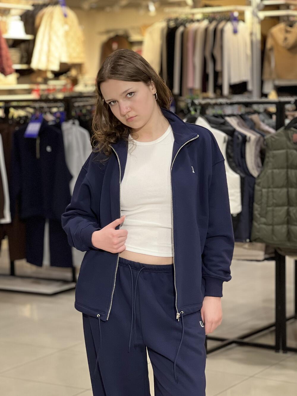 Світшот-зіп LR LC065s прямого крою на блискавці т.синій, M