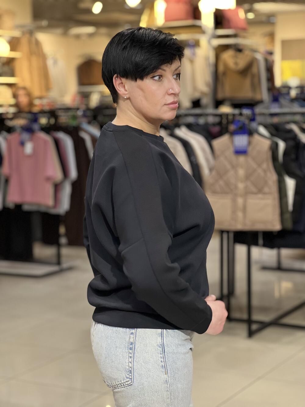 Джемпер LR L01012 B-ALLURE д/р інтерлок чорний, M