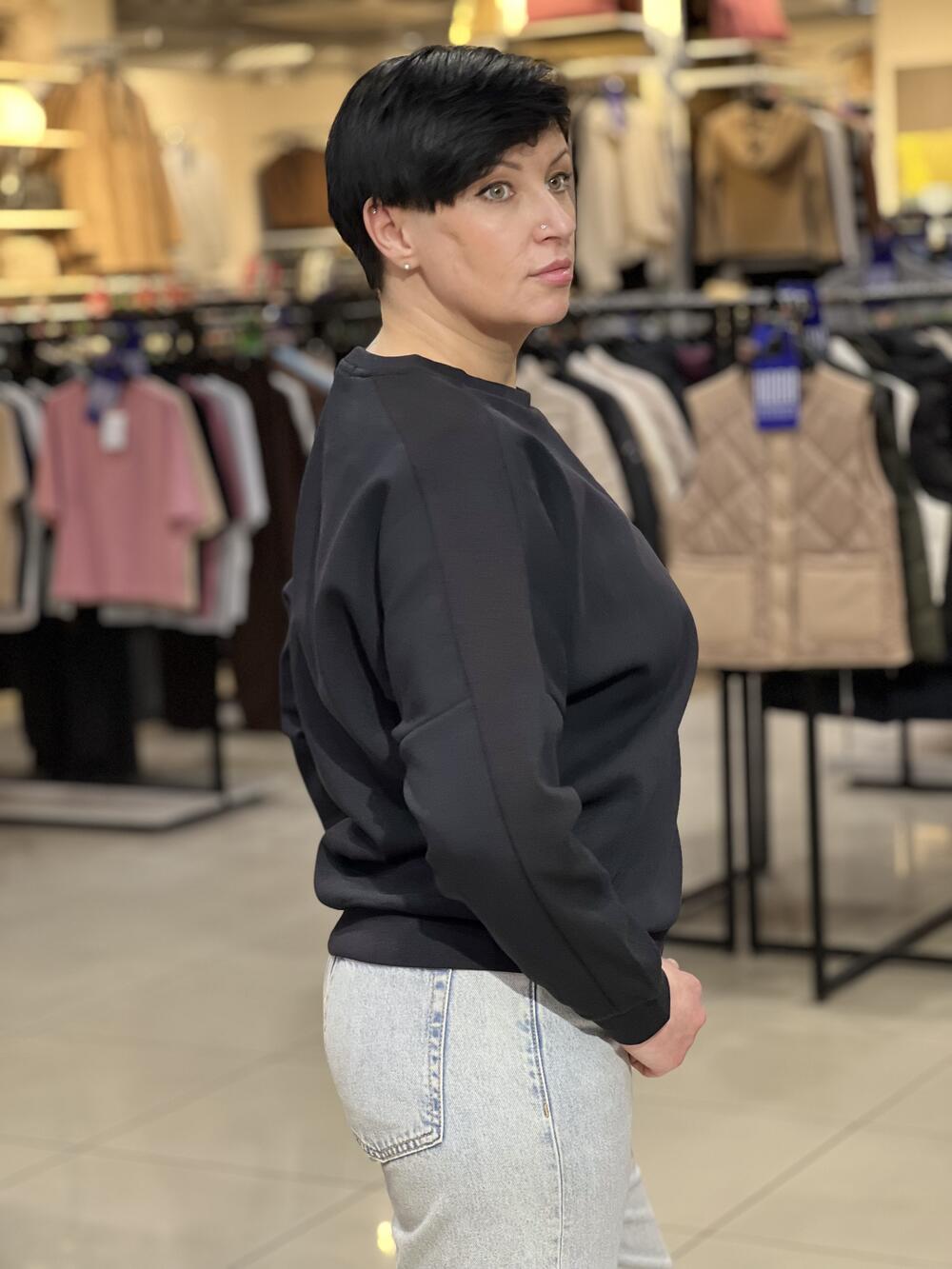 Джемпер LR L01012 B-ALLURE д/р інтерлок чорний, XL